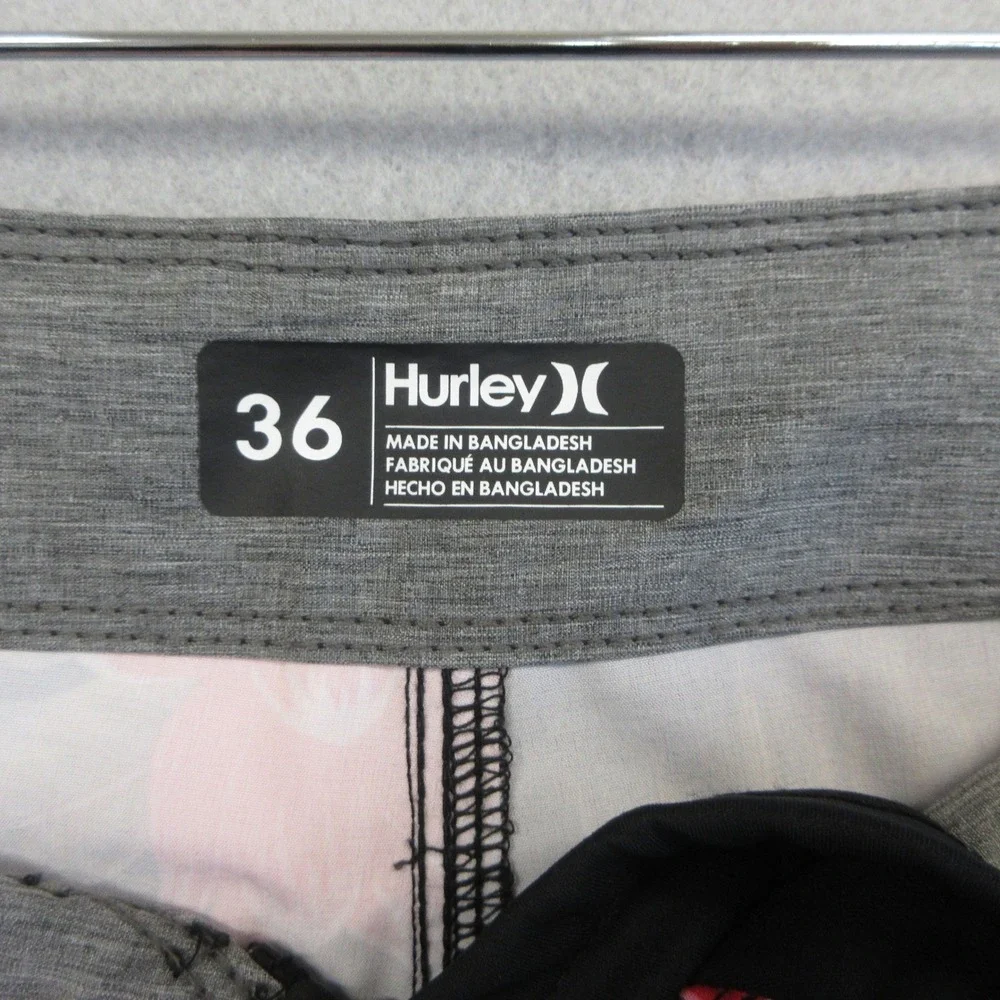 Hurley Board‎ Shorts Mens 36 Black Red Tropical Floral Print Palm Swim Surf